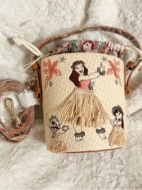 Loungefly Lilo and Stitch Raffia Bucket Crossbody